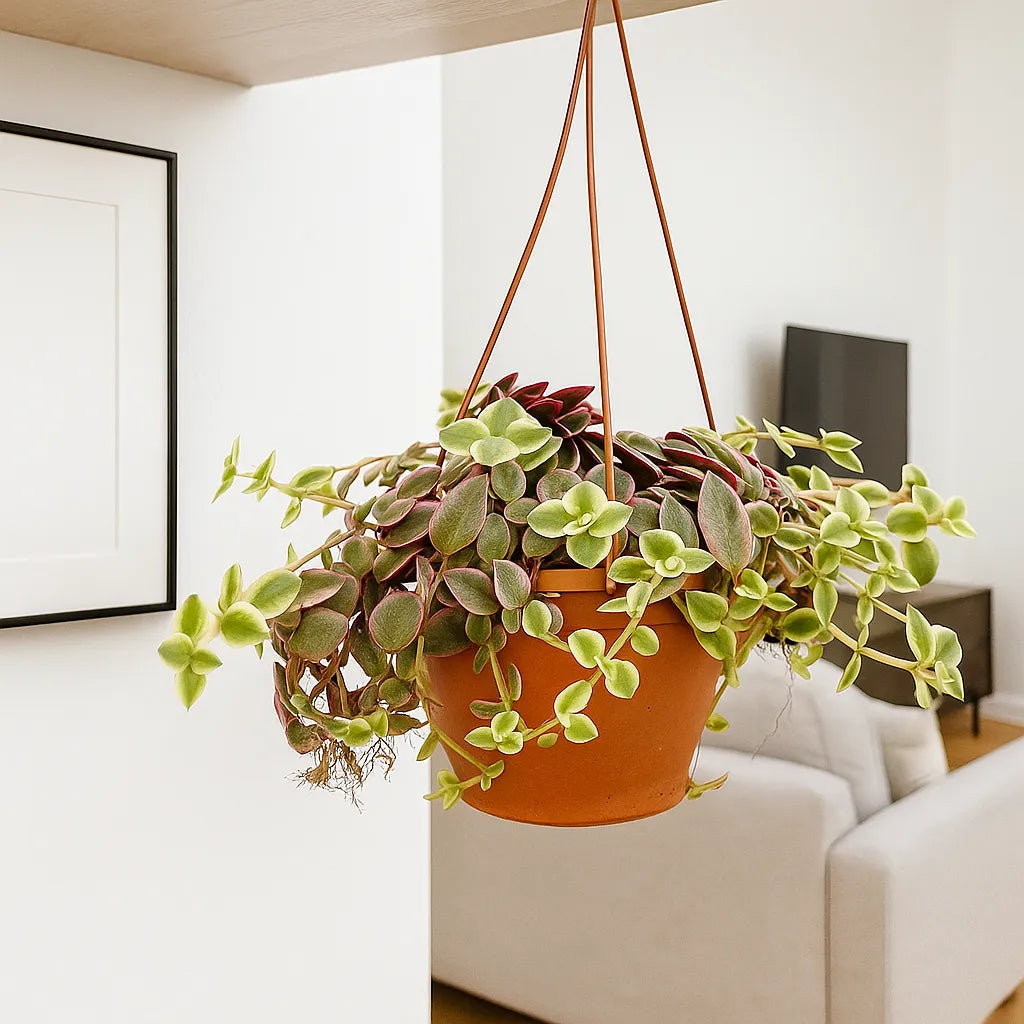 20 - 25cm Crassula Marginalis Succulent in Hanging 12cm Pot