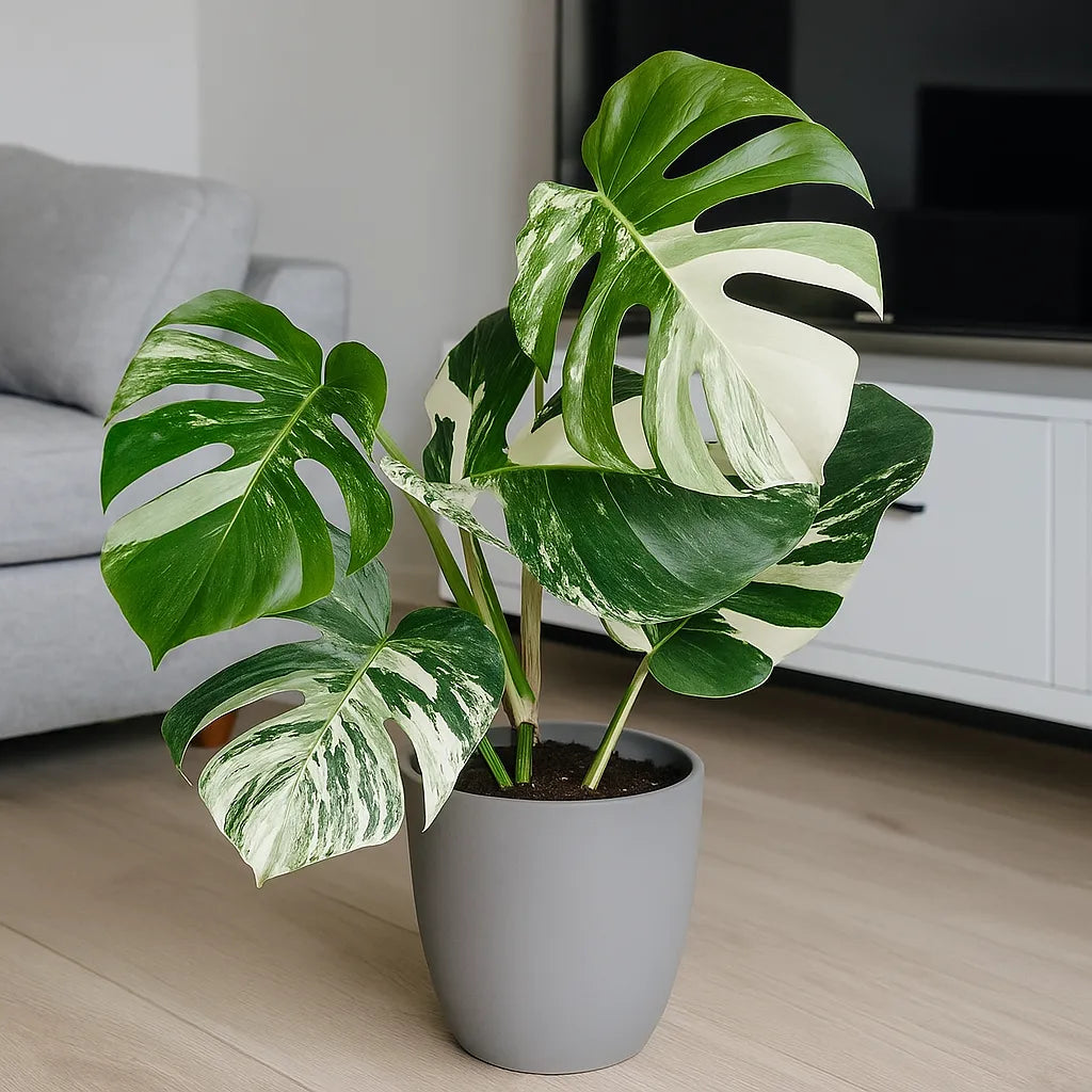 40 - 50cm Variegated Monstera - Monstera Variegata Albo Cheese Plant 17cm Pot House Plant