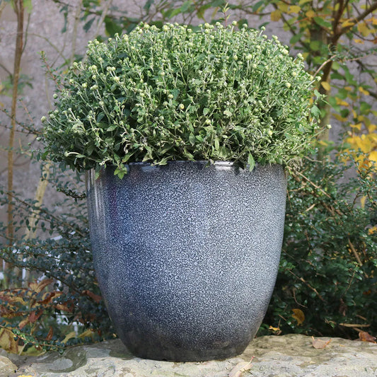46cm Tall Egg Planter Ash Grey Glazed Plant Pot