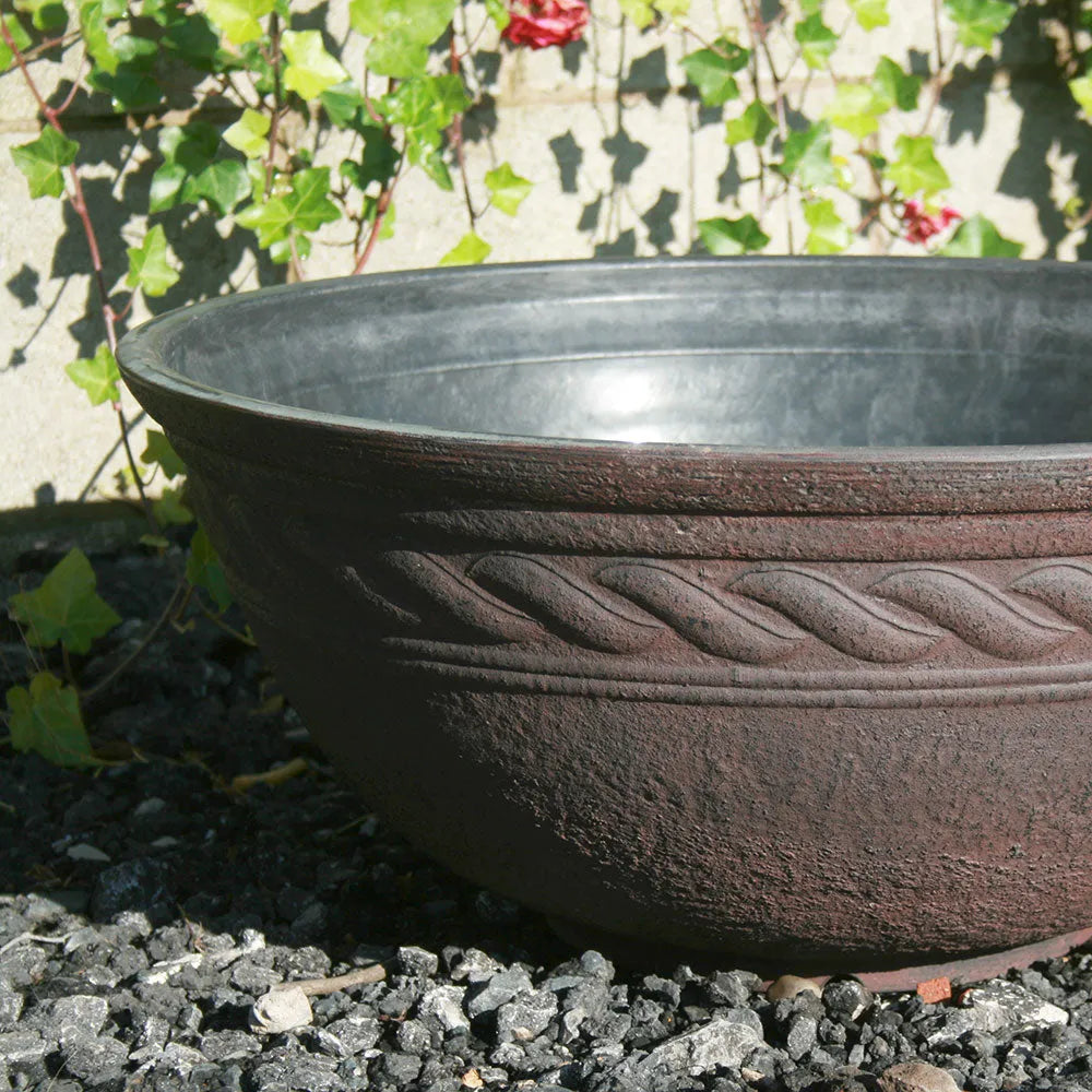 black terracotta plant pots 60cm Corinthian Bowl Black/Terracotta Plant Pot – Plants For All Seasons