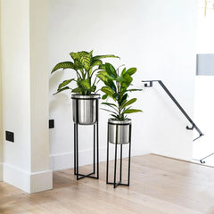 Calla Planter Stand Black & Pewter Height 78cm 29cm Dia