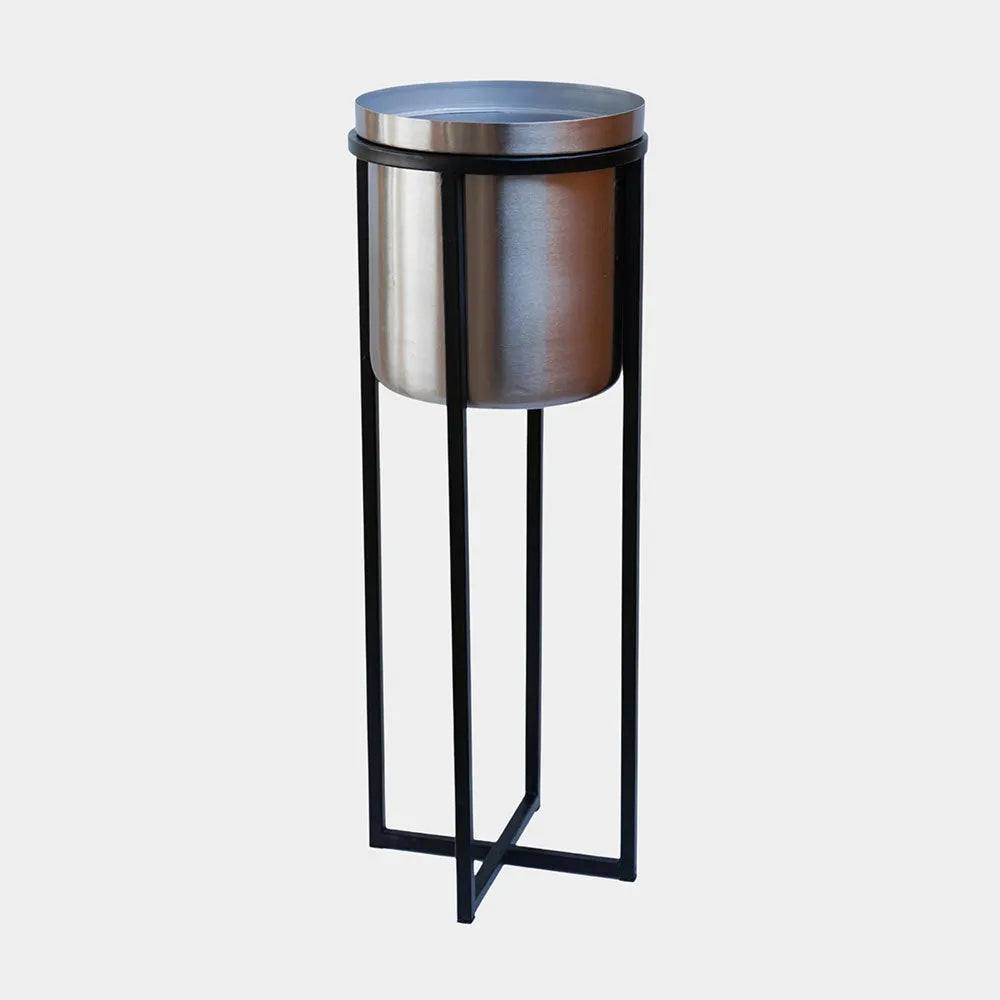 Calla Planter Stand Black & Pewter Height 78cm 29cm Dia