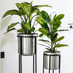 Calla Planter Stand Black & Pewter Height 78cm 29cm Dia