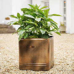 Outdoor Hampton Square Copper Metal Planter 35cm Height 34cm Width