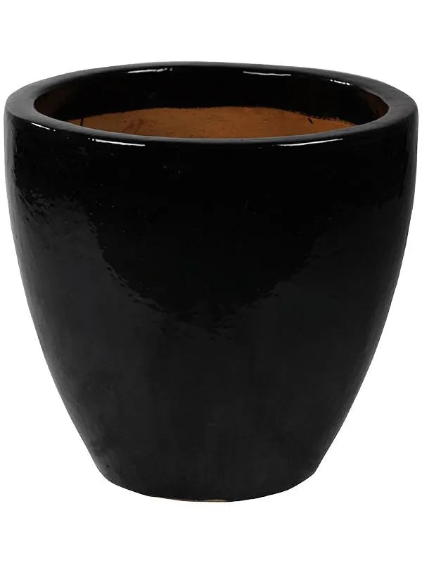 black shiny plant pots Plain Plant Pot 52cm Height 46cm Dia Couple Black Shiny – Plants For All Seasons