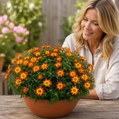 1 Bidens Taka Tuka Orange Yellow Brush, Outdoor Summer Flowering Bedding Plant, 21cm Root-Ball