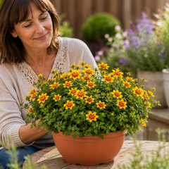 1 Bidens Taka Tuka Yellow Red Star, Summer Flowering Trailing Plant, Outdoor Garden Ready, 21cm Root-Ball