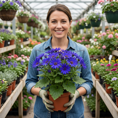 Senetti Kobalt Blue Pericallis Daisy Plant, Vibrant Outdoor Summer Bedding, 17cm Root Ball