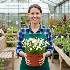 Saxifrage Marto White Mossy Alpine Plants, Hardy Evergreen Perennial Rockery Ground Cover, Outdoor Garden Ready, 1 Litre Root-Ball