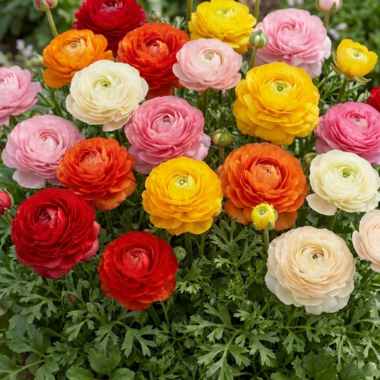 Ranunculus Growers Colour Mix Plants, Persian Buttercup, Spring Flowering, Outdoor Garden Ready, 1 Litre Root-Ball