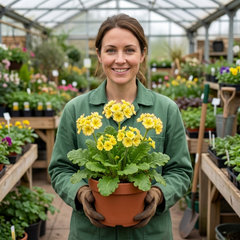 Primula Oakleaf Yellow Picotee Hardy Perennial Plant, Outdoor Garden Ready, 2 Litre Root Ball