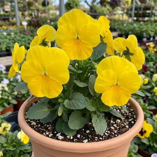 Pansy Delta Pro Clear Yellow Plants, Frost Hardy Winter & Spring Flowering, 3Ltr Root-Ball
