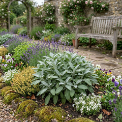 Salvia officinalis ‘Berggarten’ Sage Herb Plants, Hardy Perennial Culinary Herb, Outdoor Garden Ready, 1 Litre Root-Ball