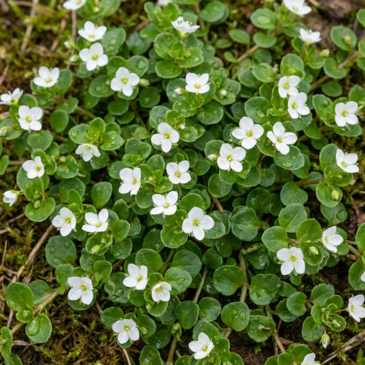 Set of 3 or 6 Veronica Repens Creeping Speedwell Plants, Hardy Flowering Perennial Ground Cover, Outdoor Garden Ready, 1 Litre / 11cm Root-Ball