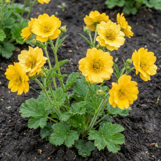 Set of 3 or 6 Geum Lady Stratheden Hardy Perennial Plants, Yellow Summer Flowering, Bee Friendly Cottage Garden Plants, Outdoor Garden Ready, 1 Litre Root-Ball