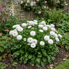 Bellis Habanera White English Daisy Plant, Outdoor Garden Ready, Spring & Autumn Bedding, 2Ltr Root-Ball