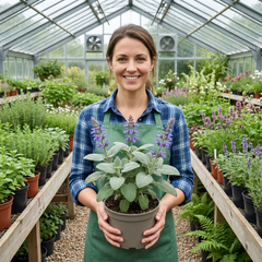 Salvia officinalis ‘Berggarten’ Sage Herb Plants, Hardy Perennial Culinary Herb, Outdoor Garden Ready, 1 Litre Root-Ball