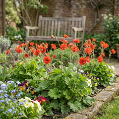 Set of 3 or 6 Geum Mrs Bradshaw Hardy Perennial Plants, Scarlet Red Double Cottage Garden Flowers, Outdoor Garden Ready, 1 Litre Root-Ball