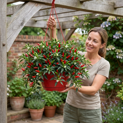 Chilli Pepper Hanging Basket, Spicy Jane, 25cm Pots
