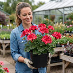 1 Geranium Calliope M Red Splash, Hardy Outdoor Summer Flowering Patio Plant, 5 Litre Root-Ball