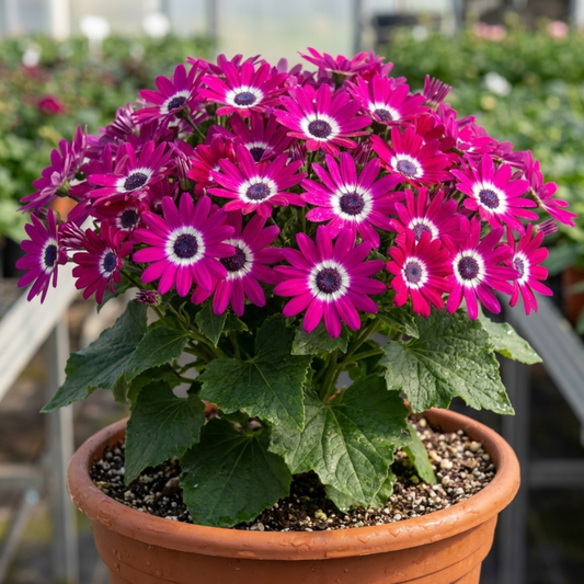 Senetti Pericallis Pop Magenta Live Plant, Outdoor Summer Bedding Flowers, 17cm Root-Ball