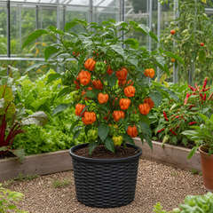 1 Scotch Bonnet Chilli Pepper Plant, Fresh Live Hot Pepper, Garden Ready, 2 Litre Root Ball