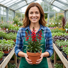 Lobelia Starship Scarlet Upright Hardy Perennial Plants, Summer Bedding, Garden Ready, 1 Litre Root Ball