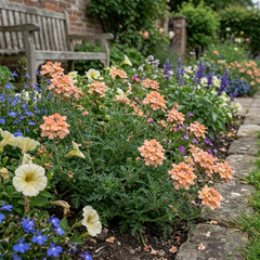 Verbena Magelana Peach Trailing Plants, Summer Bedding Flowers, Hanging Basket & Garden Ready, 10.5cm Root Ball