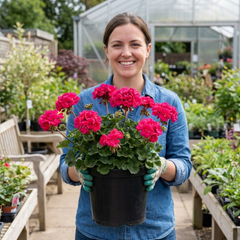 1 Geranium Calliope Deep Rose, Premium Large Flowering Summer Bedding Plant, 5L Root-Ball