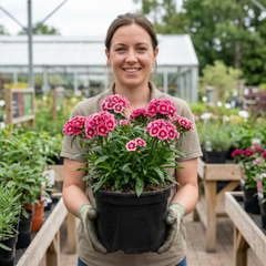 1 Dianthus Cherry Daiquiri Plant, Fragrant Hardy Summer Bedding Perennial, Outdoor Garden Ready, 5L Root Ball