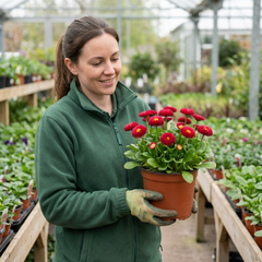 Bellis Habanera Red Hardy English Daisy Plant, Outdoor Garden Ready, 2 Litre Root Ball