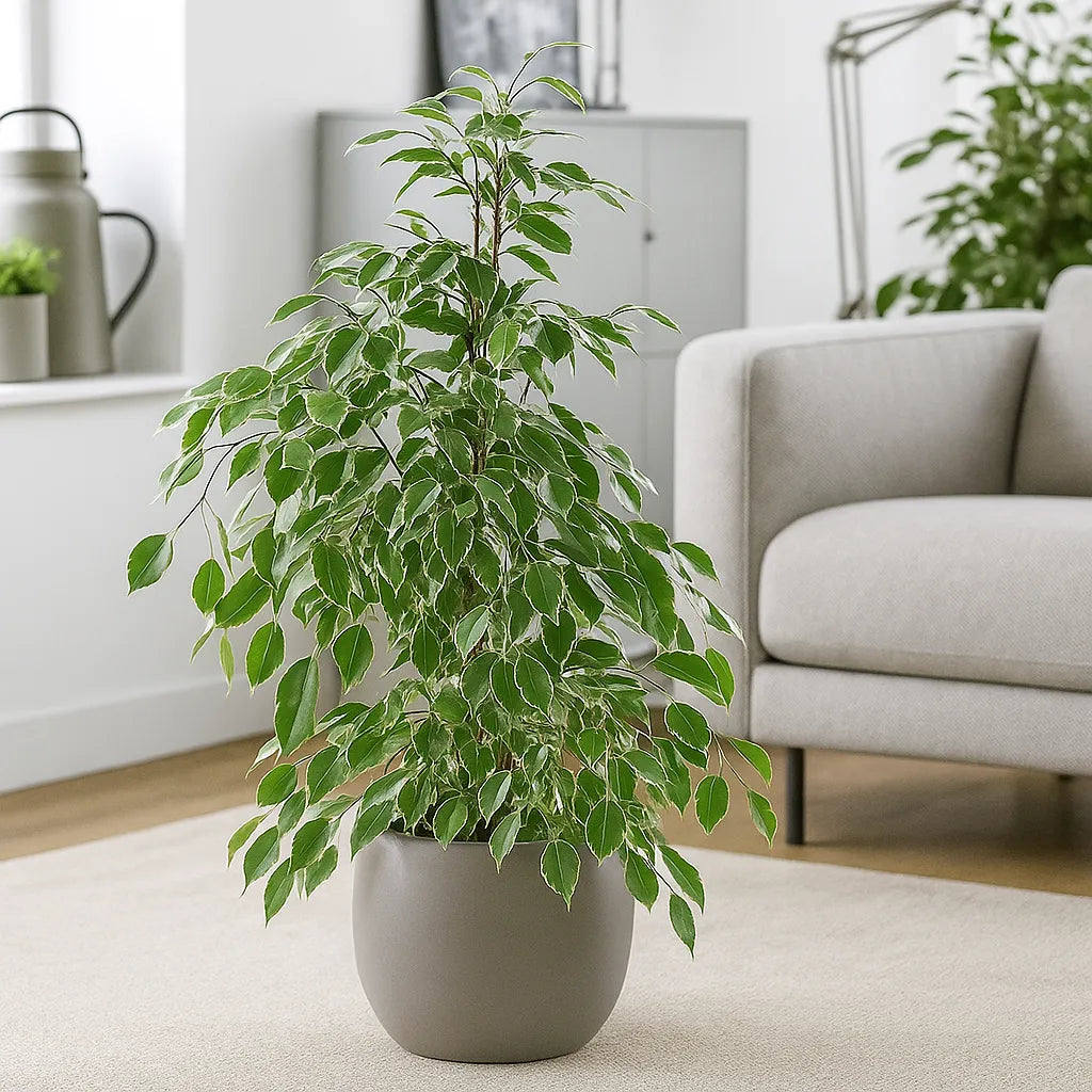 100 - 110cm Ficus Golden King Rubber House Plant 21cm Pot