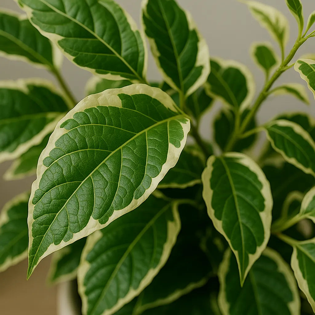 15 - 20cm Variegated Ficus Sagittata Plant 12cm Pot House Plant