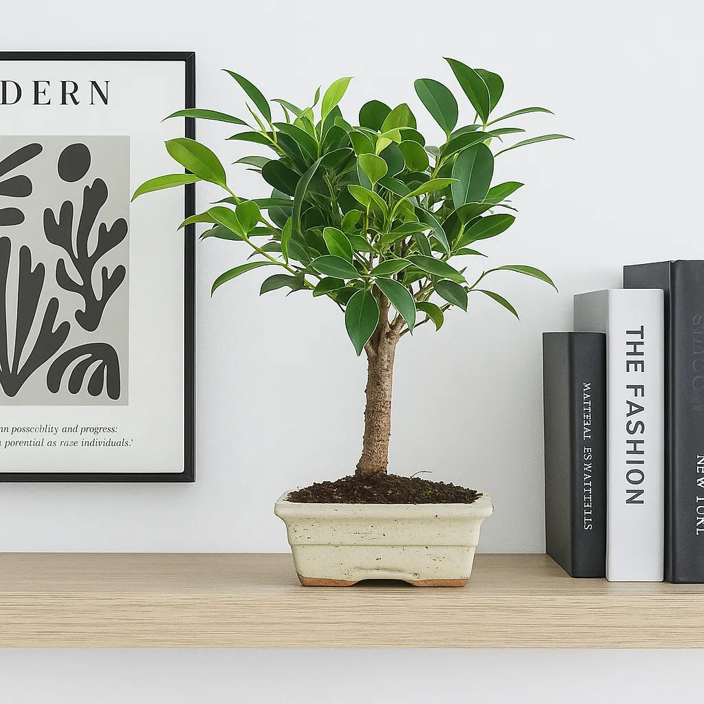 25 - 35cm Ficus Microcarpa Retusa Bonsai Tree in pot 15cm Ceramic Pot House Plant