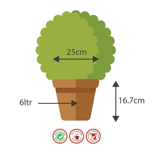 25cm Barrel Planter Dark Brown Plant Pot