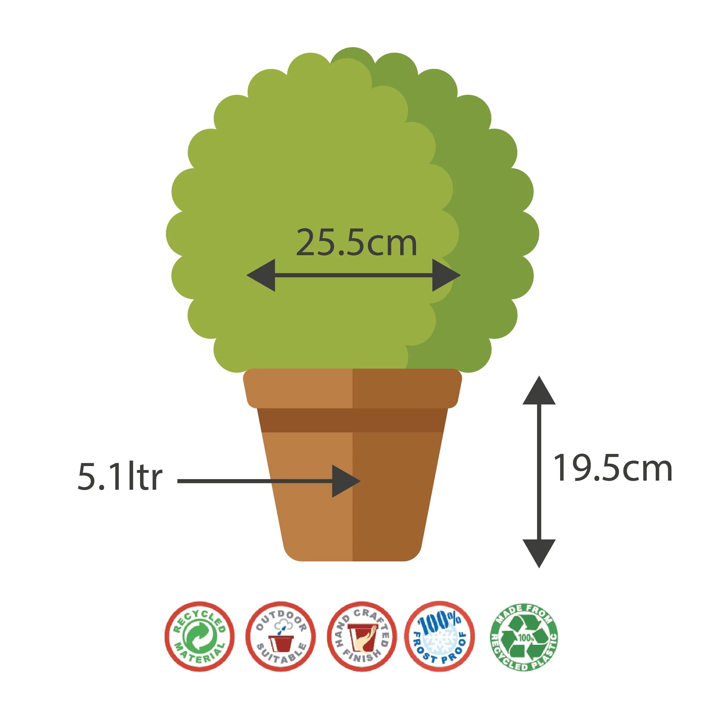 25cm Fleur de Lys Planter Chocolate/White Plant Pot