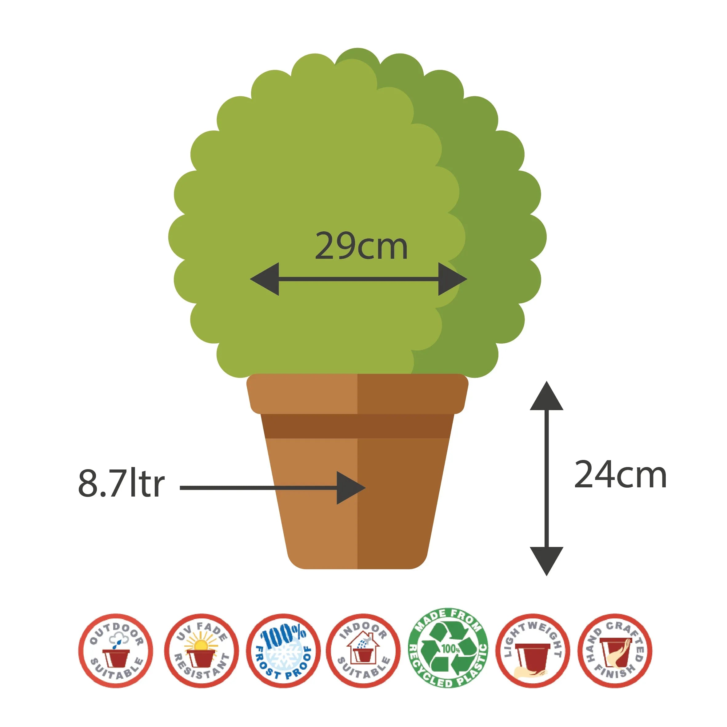 29cm Spiral Planter Antique Silver Plant Pot