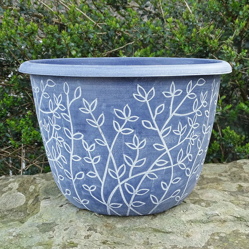 30cm Serenity Stout Planter Blue/White Plant Pot