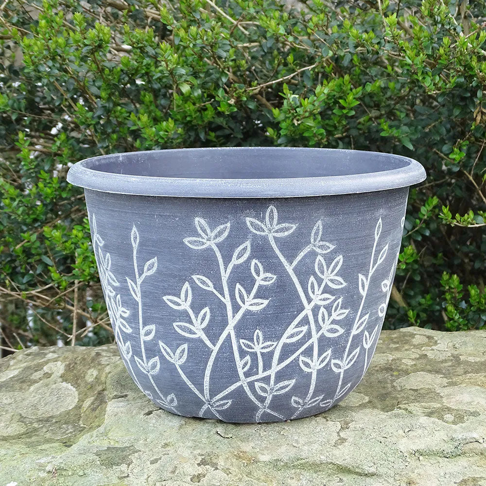 30cm Serenity Stout Planter Grey/White Plant Pot
