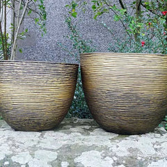 35cm Spiral Planter Antique Gold Plant Pot