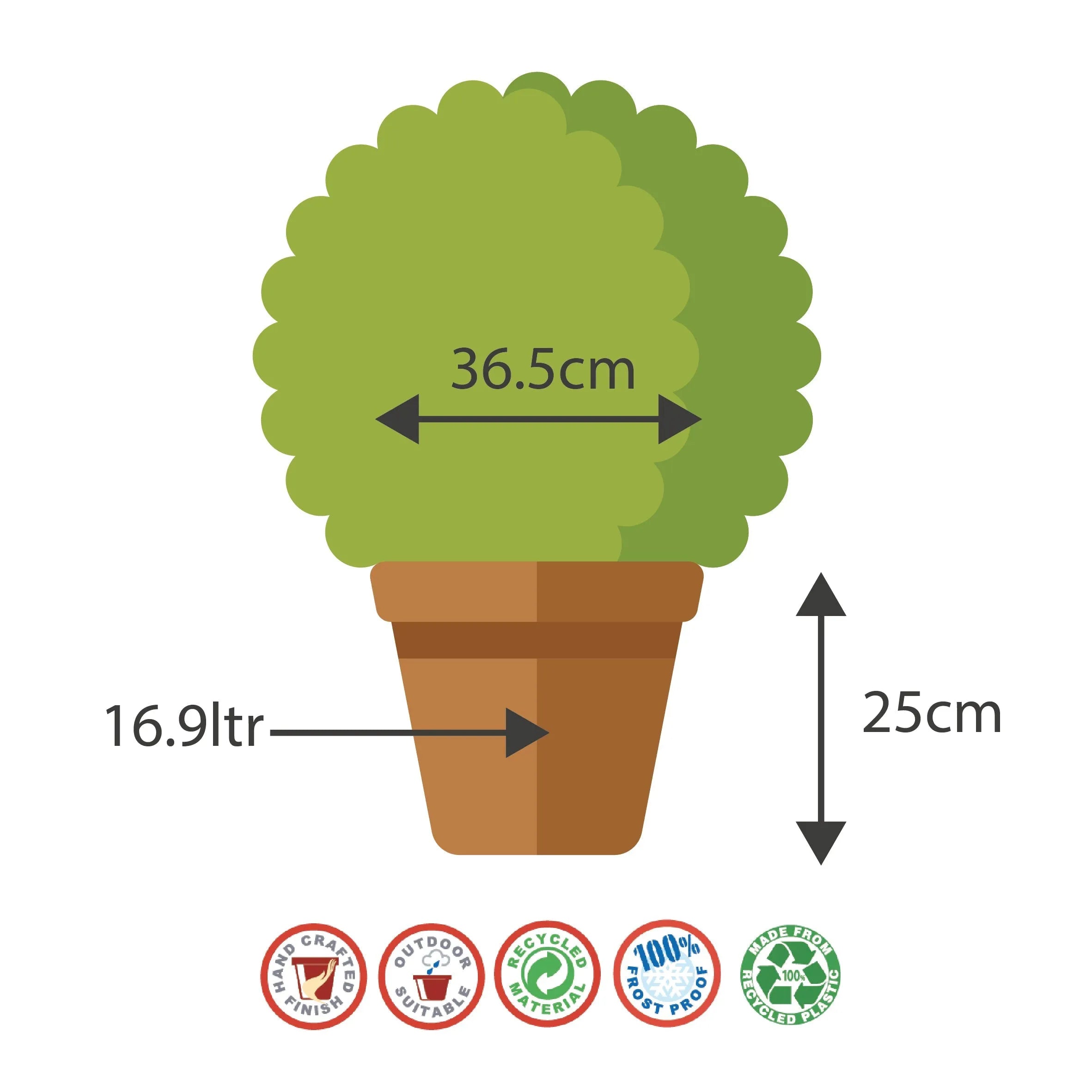 36cm Clifton Planter Copper Plant Pot