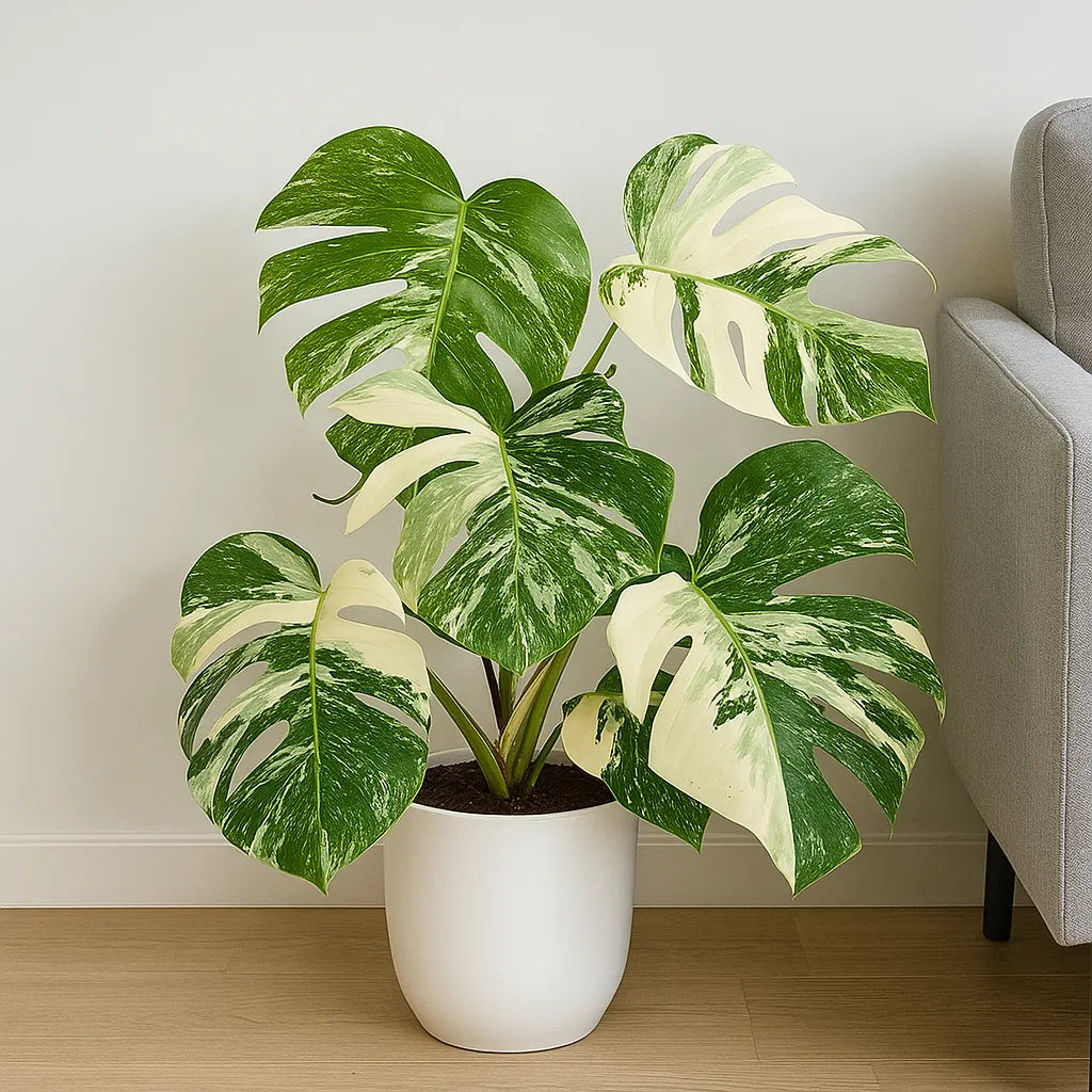 40 - 50cm Variegated Monstera - Monstera Variegata Albo Cheese Plant 17cm Pot House Plant