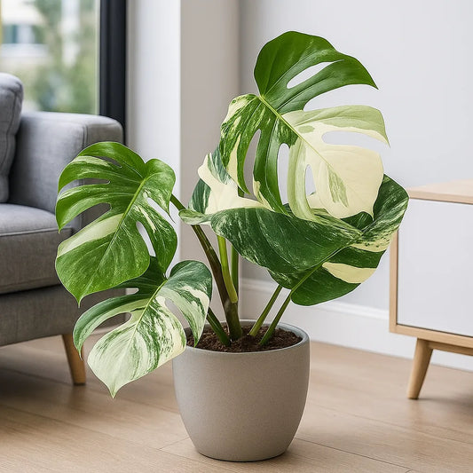 40 - 50cm Variegated Monstera Albo 17cm Pot House Plant (Choose Your Own)
