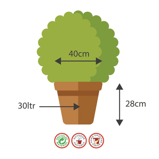 40cm Barrel Planter Dark Brown Plant Pot