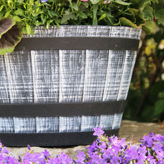 40cm Finisterre Barrel in Greywood Plant Pot