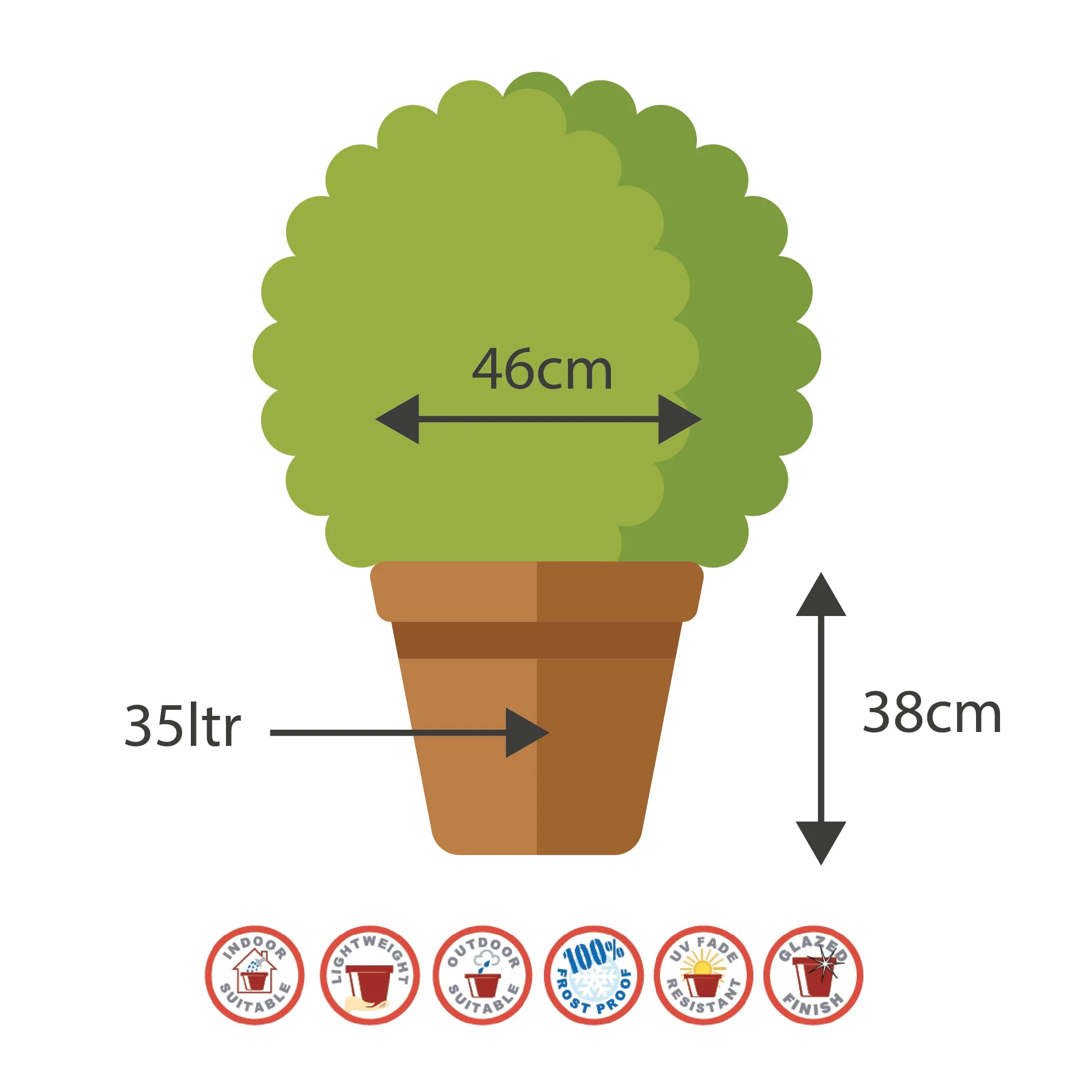 46cm Davenport Planter Post Box Red Plant Pot