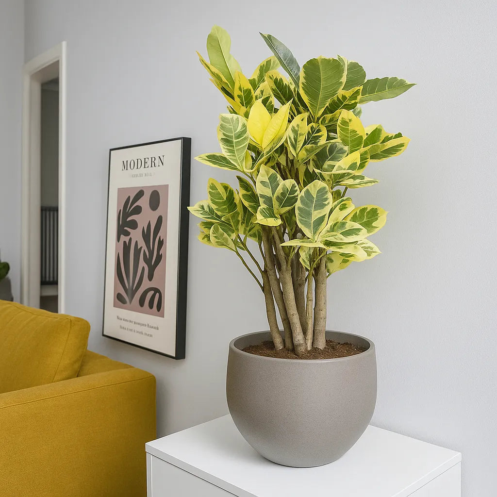 50 - 60cm Croton Eburneum Codiaeum 17cm Pot House Plant