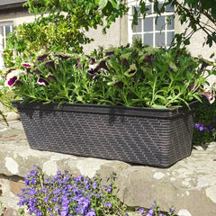 53cm Rattan Window Box Black/Chocolate Plant Pot