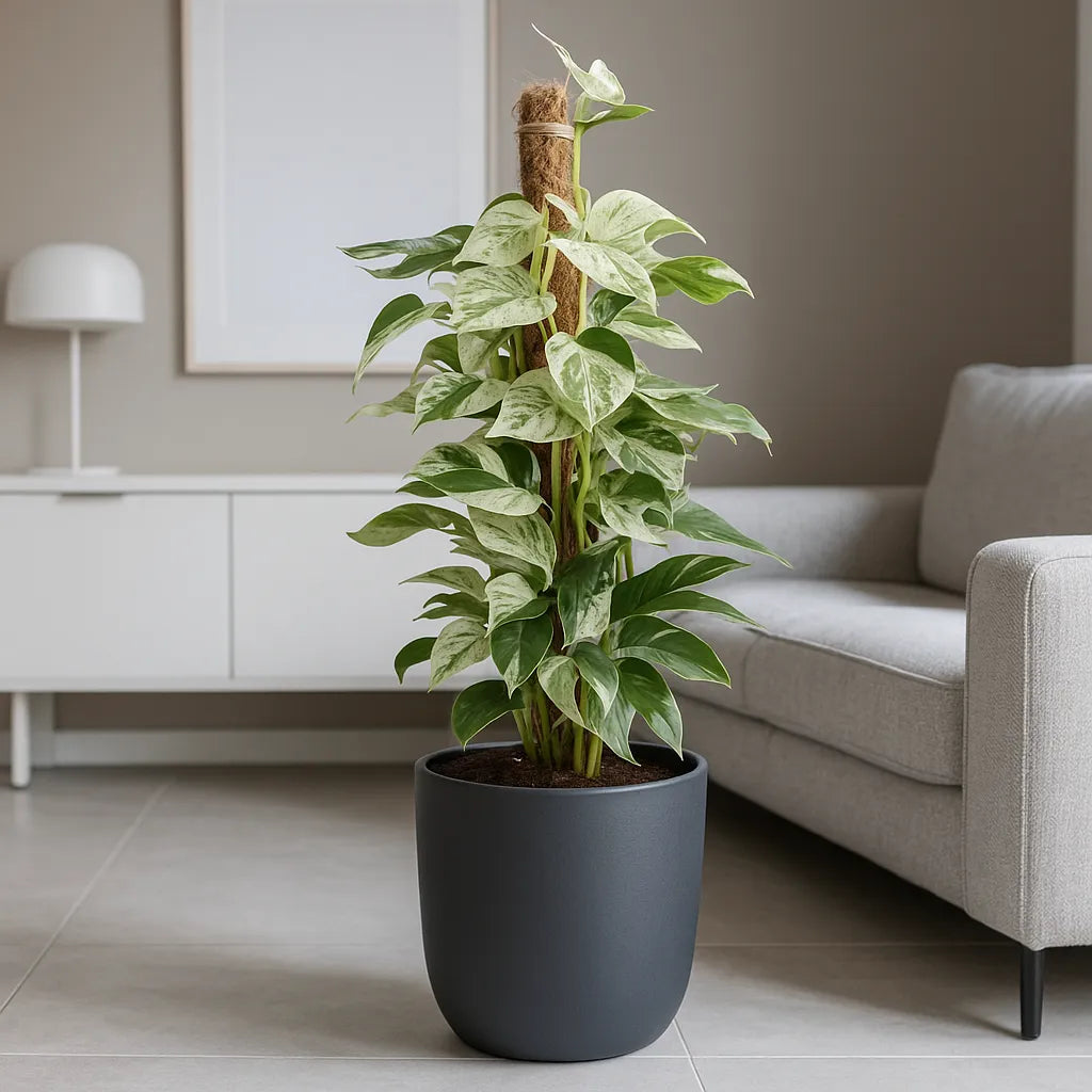 55 - 65cm Variegated Marble Pinnatum on mosspole Pothos 17cm Pot House Plant