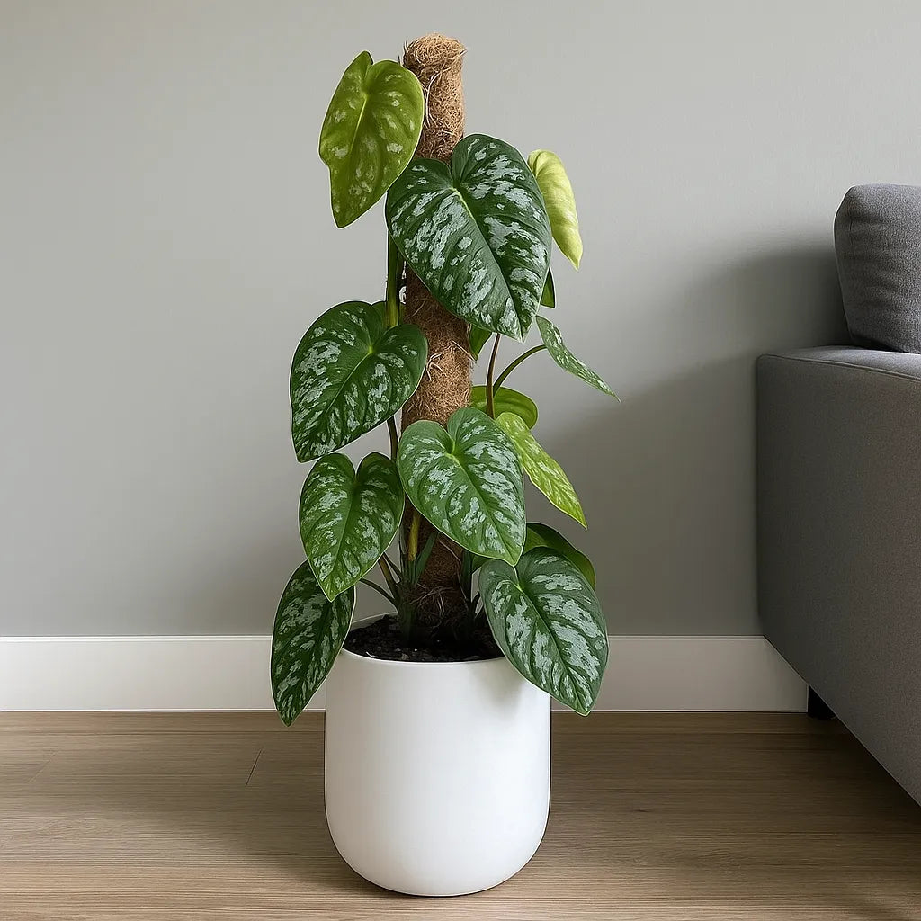 55 - 75cm Philodendron Brandtianum Wild Form Silver on Mosspole 17cm Pot House Plant